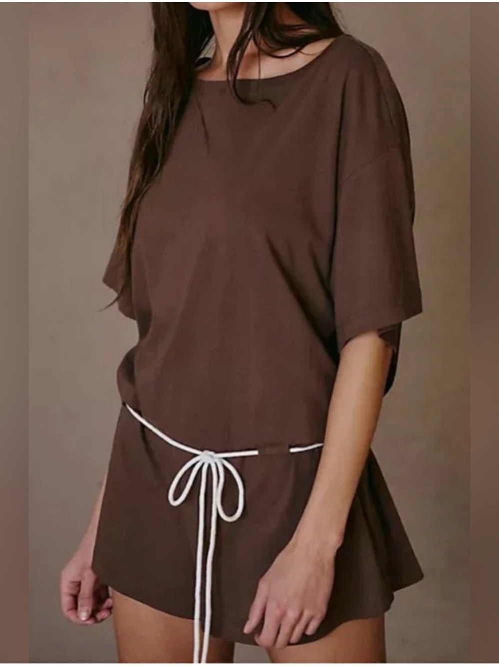 Free People/ Free-est Relaxed Fit Tee Silhouette Romper Monet Brown Size Small - Picture 3 of 8